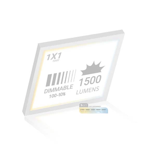1 ft. x 1 ft. White Surface Mount Panel Integrated LED 18-Watt Dimmable 5CCT Selectable 2700K-5000K
