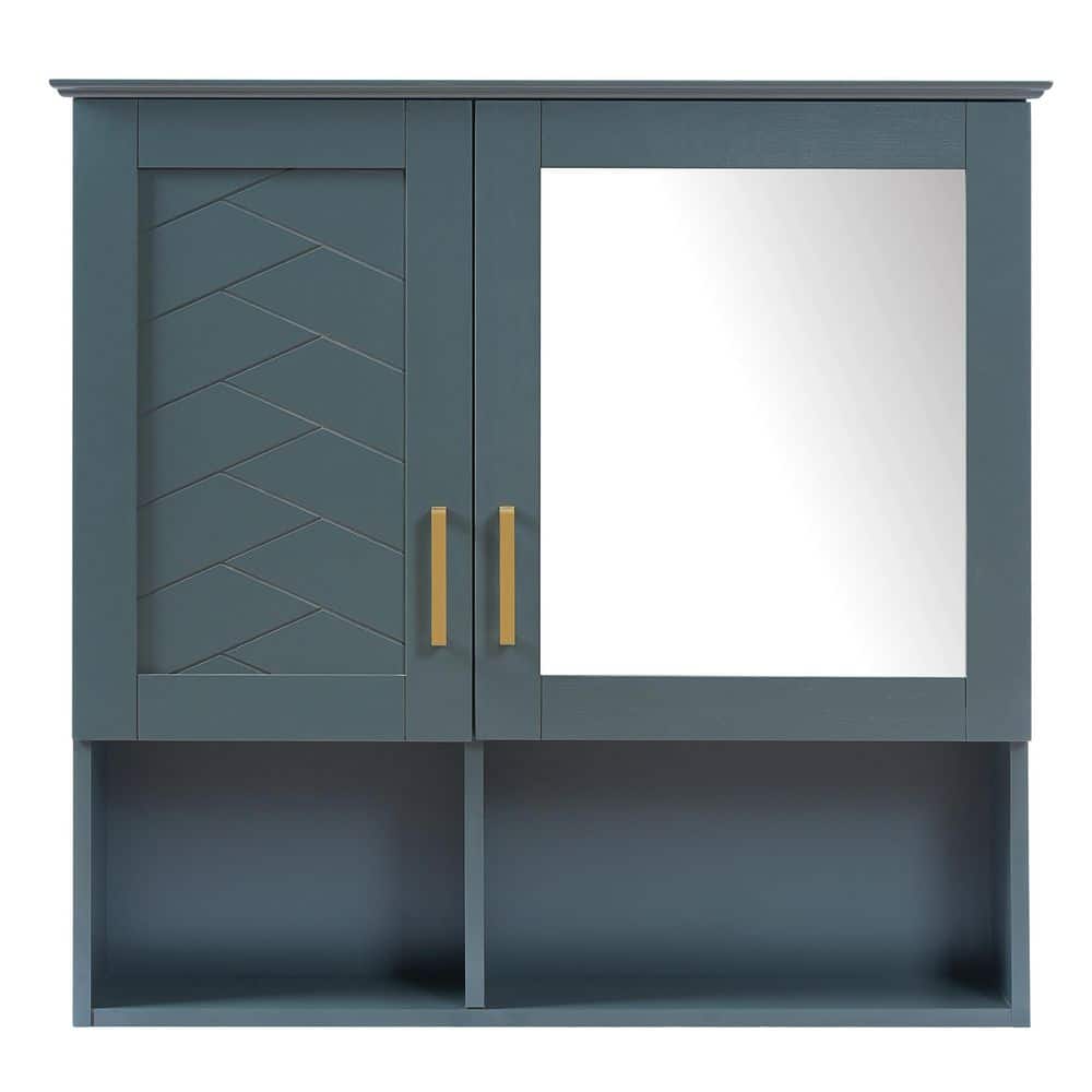 30 in. W x 29 in. H Rectangular MDF Medicine Cabinet in Blue with Mirror price history on PriceWatchPro