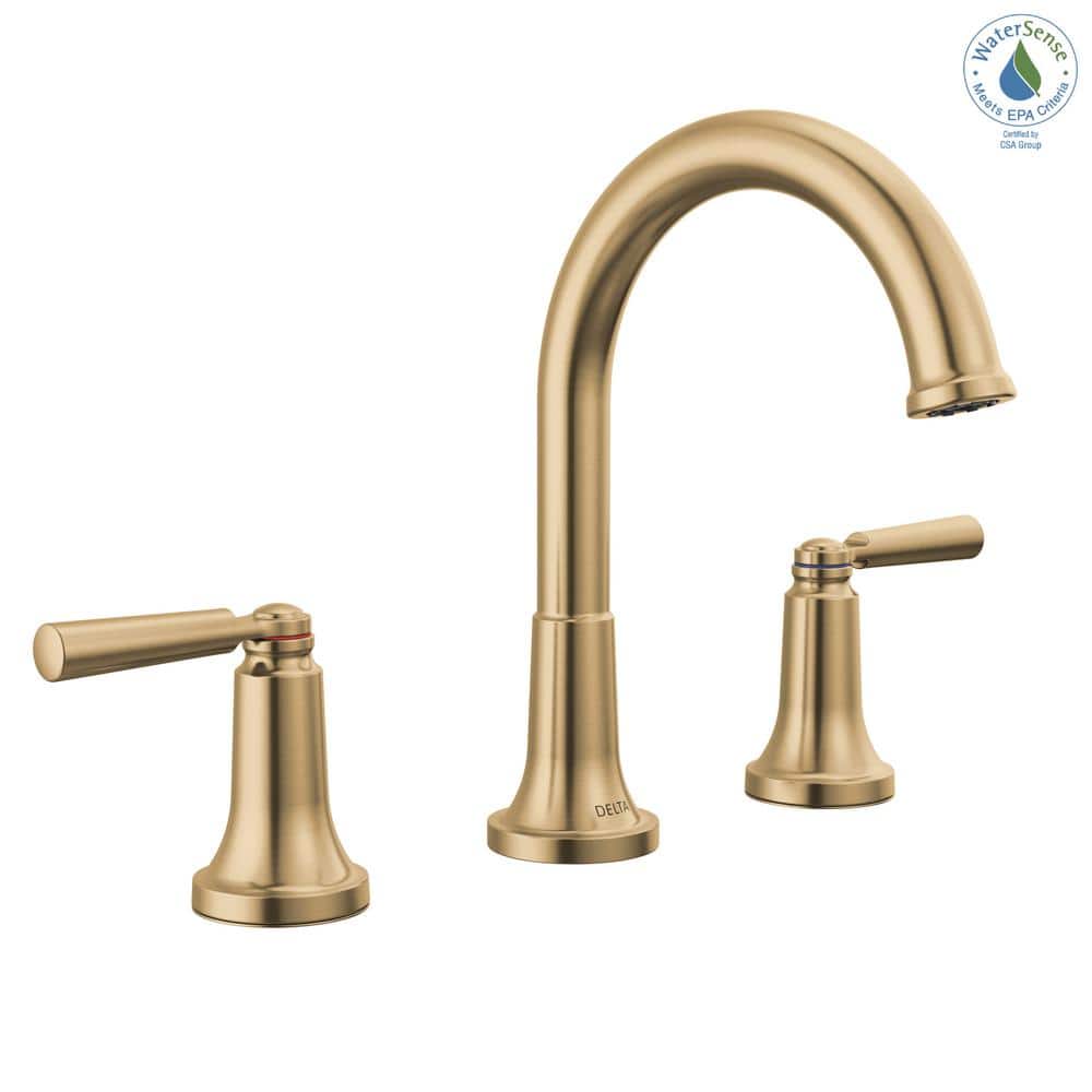 Champagne Bronze Widespread Bathroom Faucet with Drain Assembly