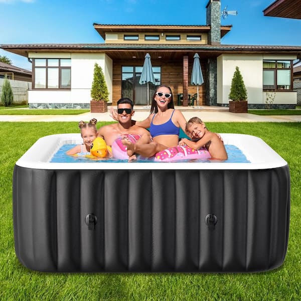 240 Gal. Hot Tub 73 in. L x 73 in. W x 25 in. H Inflatable Hot Tub 4-6 Person Portable Blow Up Hot Tub Outdoor Spa