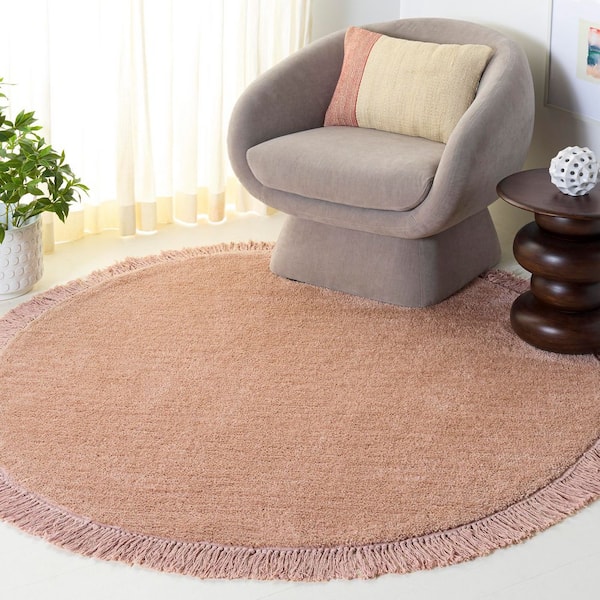 Vermont 5 ft. x 5 ft. Round Beige Minimalist Solid Round Area Rug