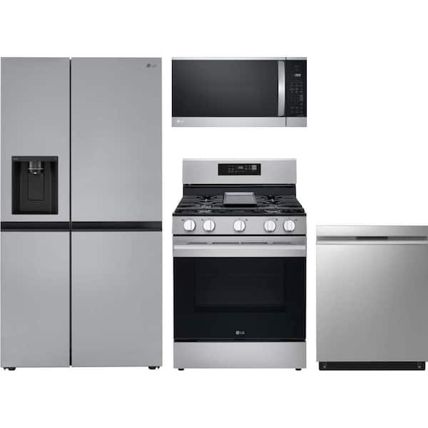 27 cu. ft. Standard Depth Side-by-Side Refrigerator with 5 Burner Freestanding Gas Range & Dishwasher with QuadWash