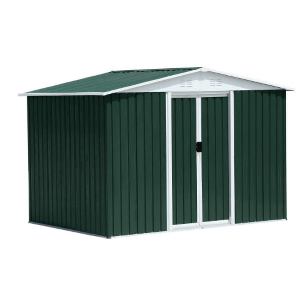 Clihome Green 8 ft. W x 6 ft. D Metal Storage Shed Garden