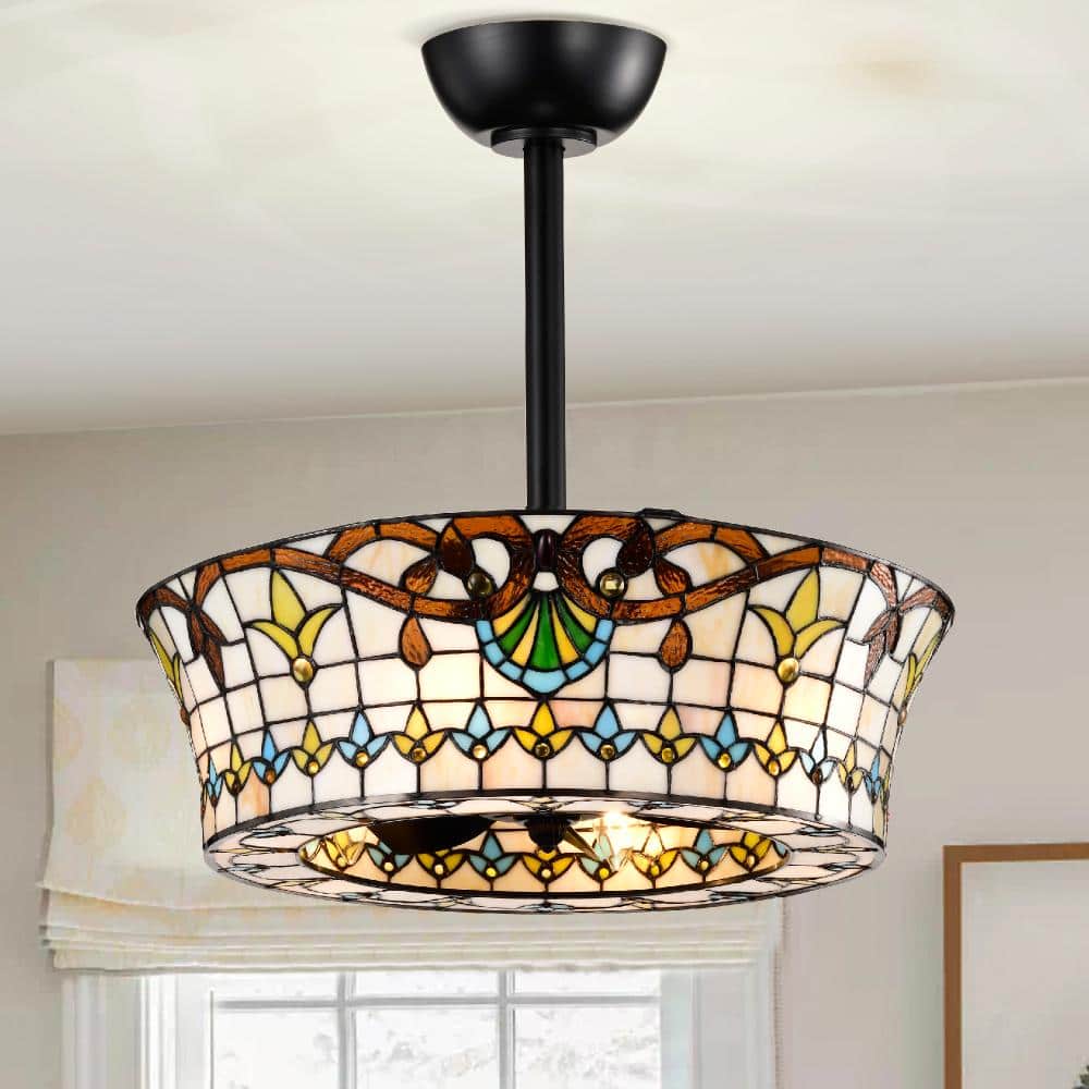 Fleur Carousel Ivory and Amber Tiffany Glass Lighted Ceiling Fan w Remote price history on PriceWatchPro