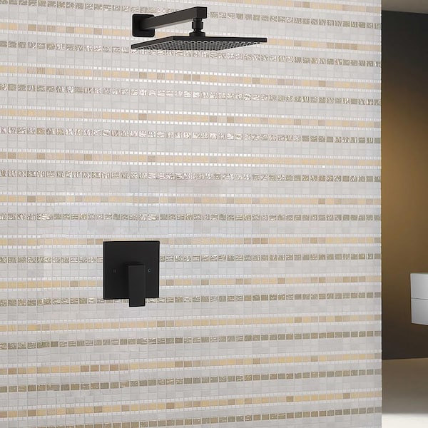 Staykiwi 1-Spray Patterns with 2.5 GPM 10 in. Wall Mount Rain Fixed Shower Head in Black