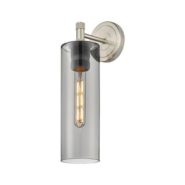 Innovations Crown Point 3.88 in. 1-Light Satin Nickel Wall Sconce with Glass Shade