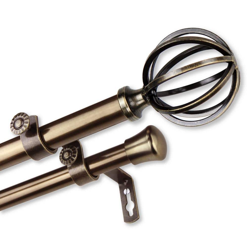 28 in. to 48 in. Adjustable 13/16 in. Leoni Double Curtain Rod in Antique B