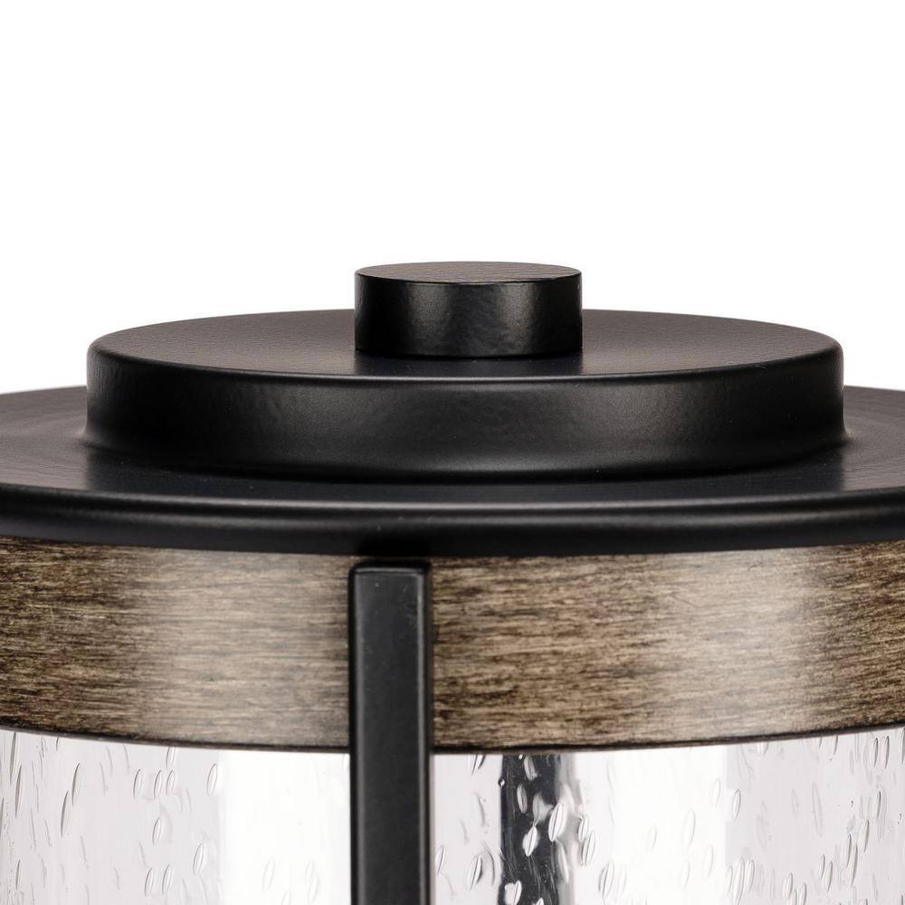 Whitmire Matte Black Outdoor Post Lantern with Seeded Glass Shade