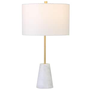 Killian 25.5 in. Brushed Brass Marble Table Lamp with Fabric Shade