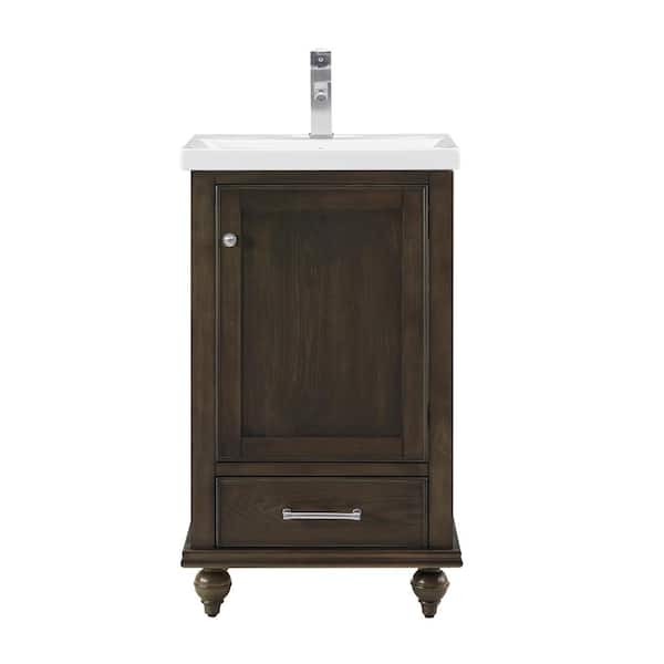 Melissa 20.5 in. W x 16 in. D x 34.5 in. H Bath Vanity in Smoked Brown with Ceramic Vanity Top in White with White Sink