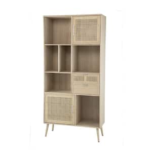 Beige Wooden Accent Cabinet 14.6 in. L x 35.4 in. W x 74.4 in. H