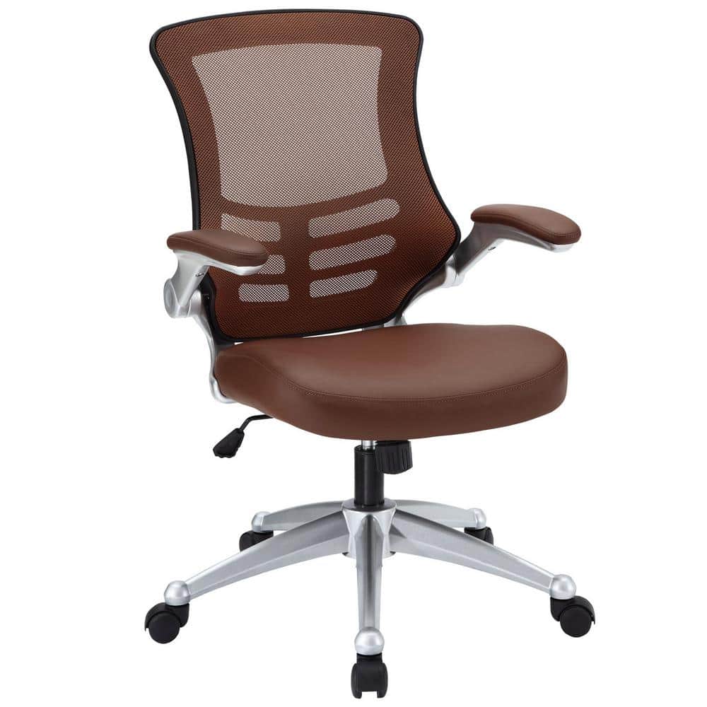ErgoFlex Tan Leatherette and Mesh Swivel Task Chair with Adjustable Arms