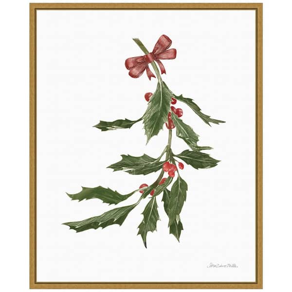 Amanti Art 16 in. W x 19.62 in. H Peace and Joy Holly Christmas Holiday Framed Canvas Box Wall Art