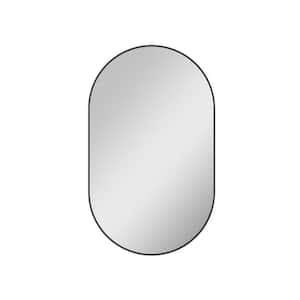 24 in. W x 40 in. H Oval Framed Wall Bathroom Vanity Mirror in Matte Black