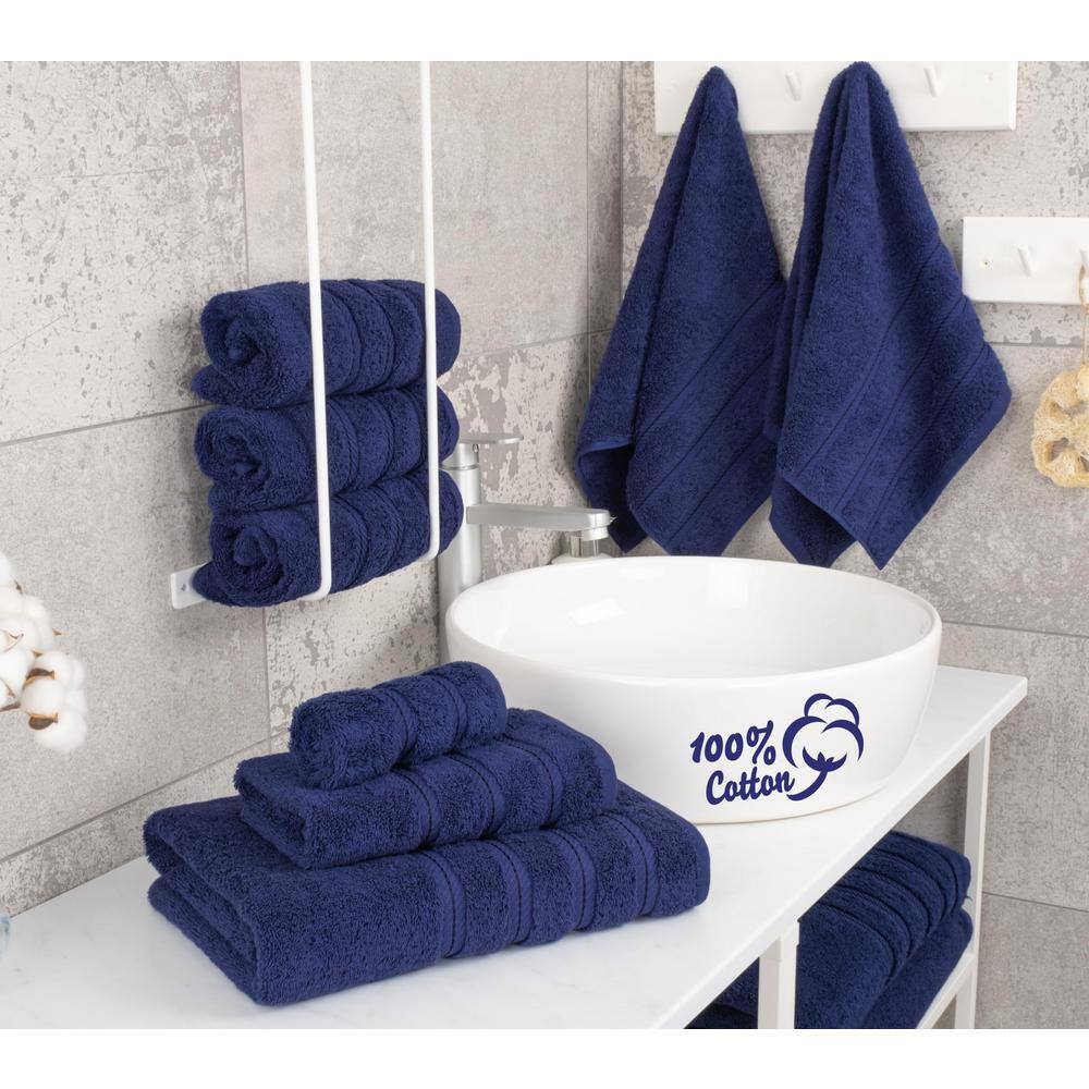 Navy Blue Turkish Cotton 6-Piece Towel Set