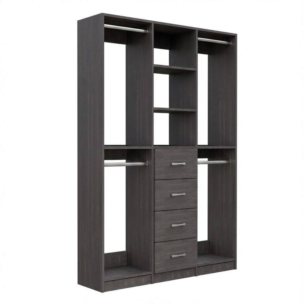 Alto Collection 60 in. W Grey Wall Mounted 2 Double Hang and 4-Drawer Closet Kit Wood Closet System price history on PriceWatchPro