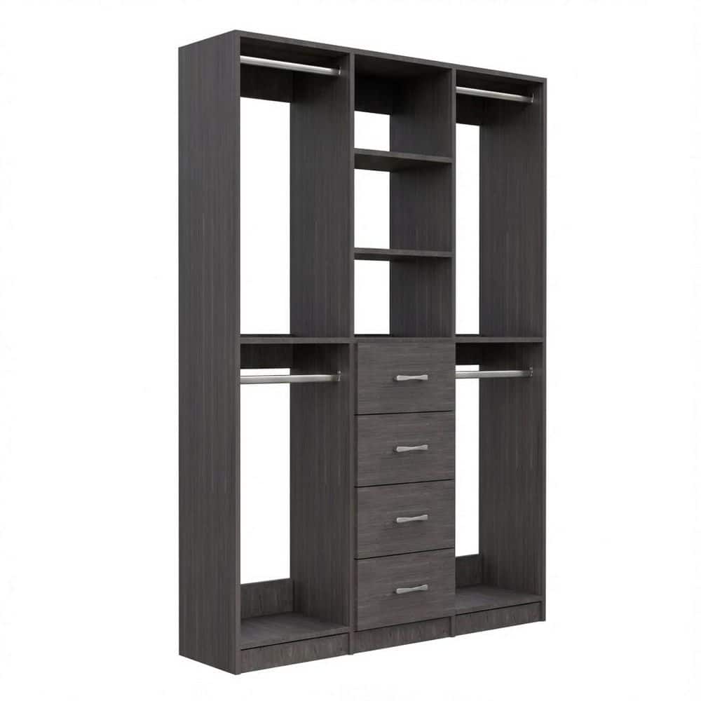 Alto Collection 90 in. W Grey Wall Mounted 2 Double Hang-Shelf and 4-Drawer Closet Kit Wood Closet System price history on PriceWatchPro