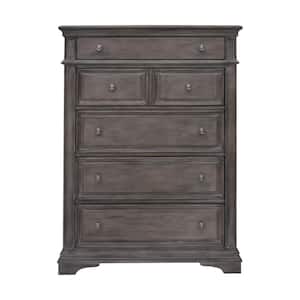 Highland Park 5-Drawer Driftwood Chest of Drawer (40 in. Depth x 19 in. Width x 56 in. Height)