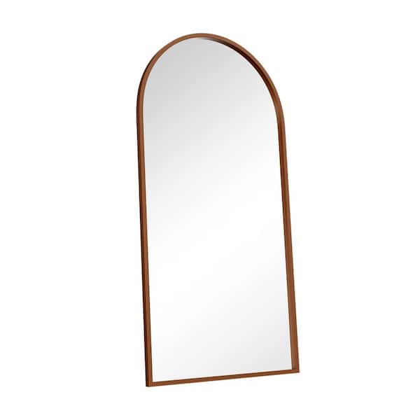 Lirago 35 in. W x 71 in. H Arched Wood Frame Wall Mirror for Bedroom Living Room in Walnut