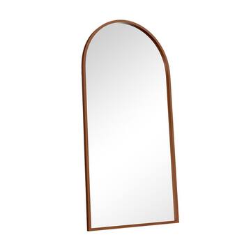 Lirago 35 in. W x 71 in. H Arched Wood Frame Wall Mirror for Bedroom Living Room in Walnut HD-TJS759