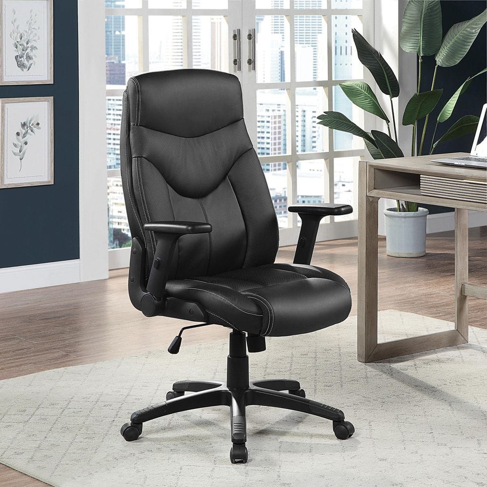 ErgoExecutive High Back Swivel Black Leather Office Chair