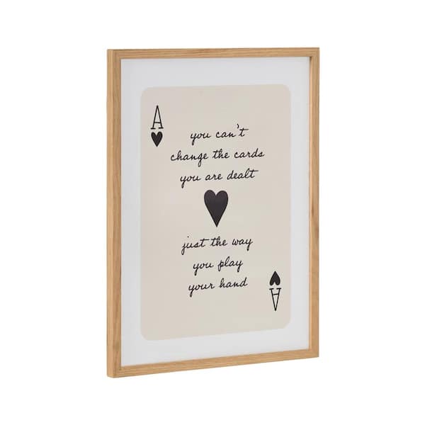 Kate and Laurel Gallery Ace of Heart Cards Positive Quote by the Creative Bunch Studio Natural Framed Art Print 12 in. x 16 in.