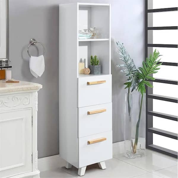 Aiho Bathroom Storage Cabinet, Narrow Tall Cabinet Storage Tower with Door and Drawer, White