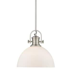 Hines 1-Light Pewter Pendant with Opal Glass
