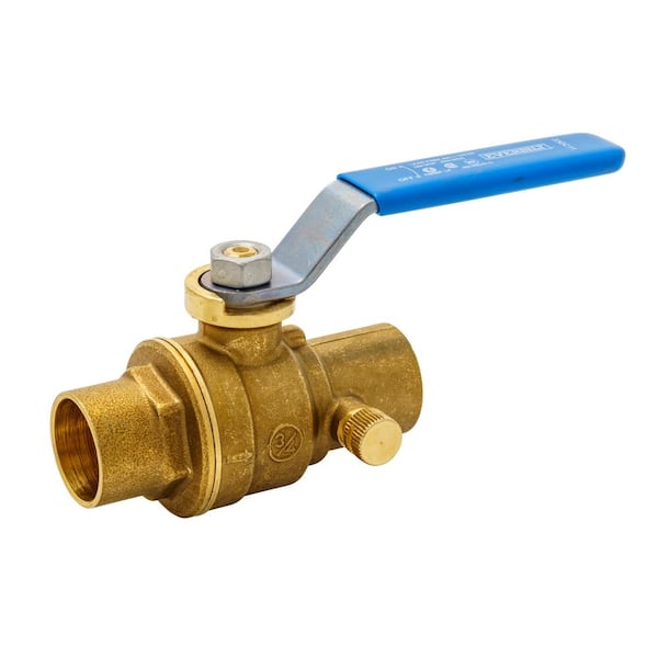 Everbilt 3/4 in. Brass Sweat x Sweat Stop and Waste Ball Valve