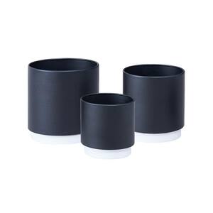 Black with White Metal Planter Pots (3-Pack)