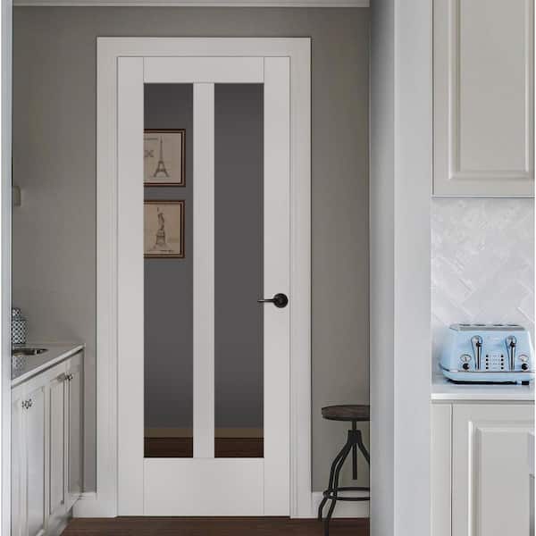 36 in. x 80 in. MODA Primed PMC1024 Solid Core Wood Interior Door Slab w/Clear Glass