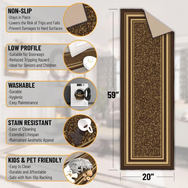 Ottomanson Ottohome Collection Non-Slip Rubberback Bordered Ottomanson Ottohome Collection Non-Slip Rubberback Bordered