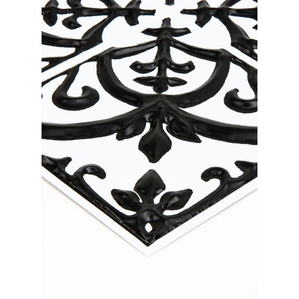 20'' Black and White PVC Gothic Peel and Stick Tile