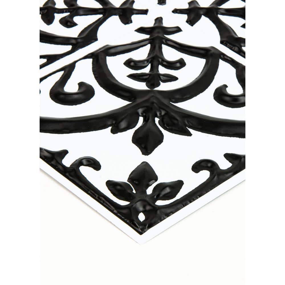 20'' Black and White PVC Gothic Peel and Stick Tile