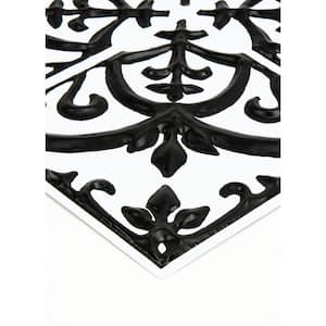 Black and White Mason W 10 in. x H 10 in. PVC Peel and Stick Embossed Tile Backsplash (2.7 sq. ft./pack)