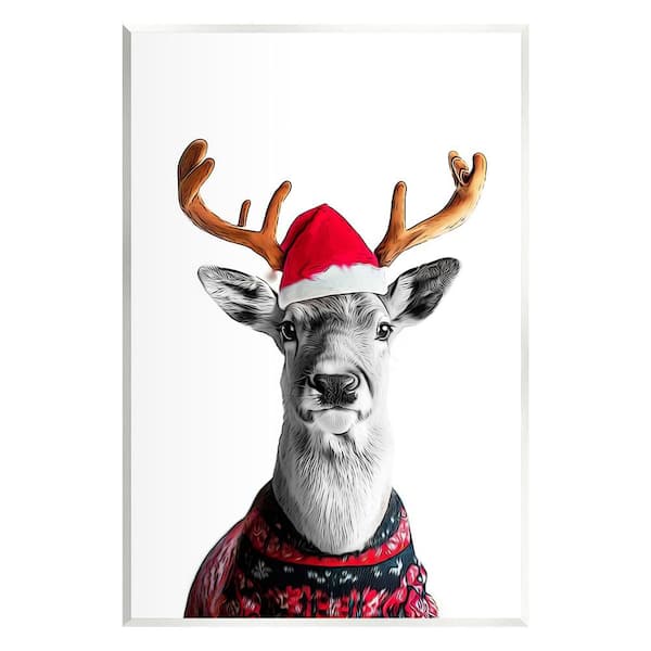 Stupell Industries Deer in Holiday Sweater by Annalisa Latella 1-Piece Unframed Graphic Print Animal Poster Art Print 15 in. x 10 in.