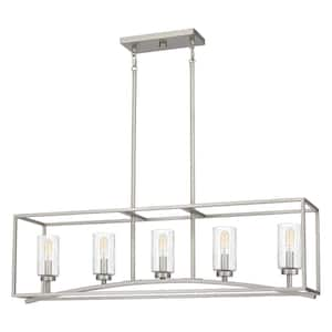 Yosemite Home Decor 9-Light Satin Nickel Chandelier with White Glass ...