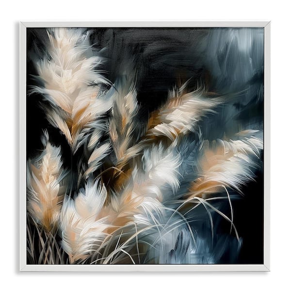 Stupell Industries Feathery Windblown Wheat by Raymond Powers White Framed Nature Giclee Art Print 12 in. x 12 in.