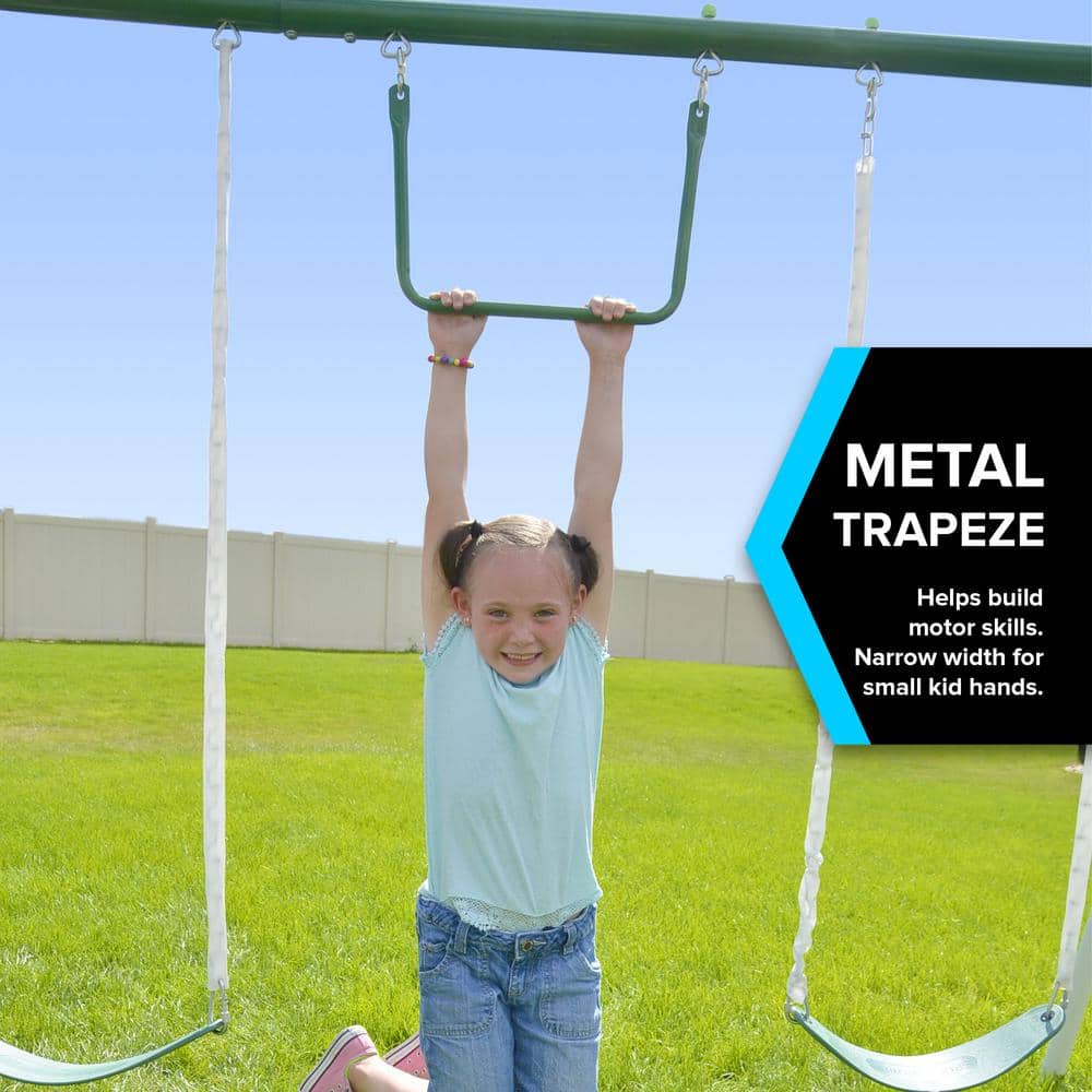 Live Oak White and Green Metal Swing Set with Slide