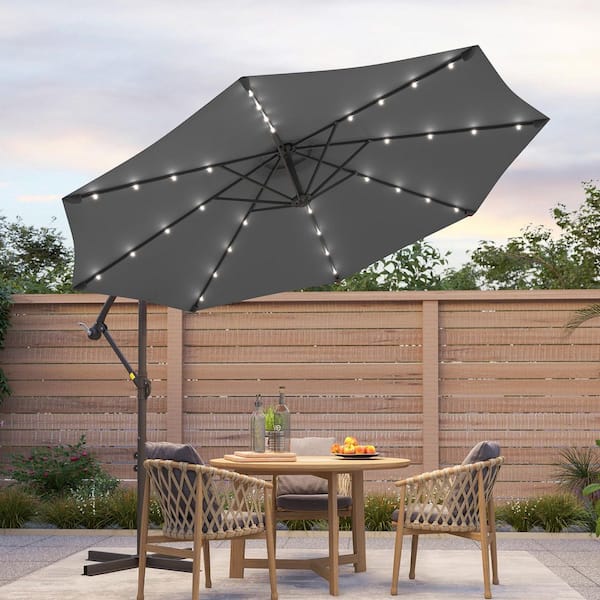 10 solar patio offset umbrella Albert ft. Outdoor / Paito Cantilever Hanging with P WestinTrends this umbrella will indulge you in plenty of shade all day long and keep your nights bright with its 32 solar Sonkuki 10 ft. Round Outdoor