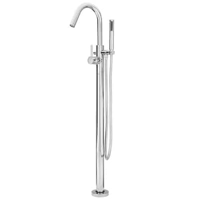 Modern Single-Handle Free Standing Tub Filler in Polished Chrome (Valve not Included)