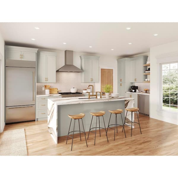 Designer Series Melvern 36 in. W x 12 in. D x 36 in. H Assembled Shaker Wall Kitchen Cabinet in Cloud with Glass Door