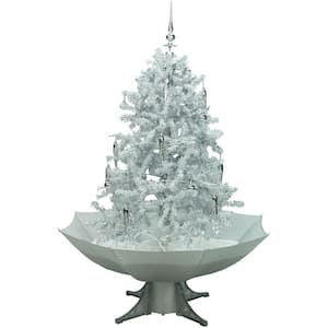 3 ft. Silvery White Prelit Artificial Christmas Tree with Music and Umbrella Base