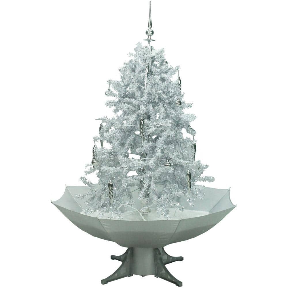 47 in. White Christmas Tree with Finial Topper and Umbrella Base