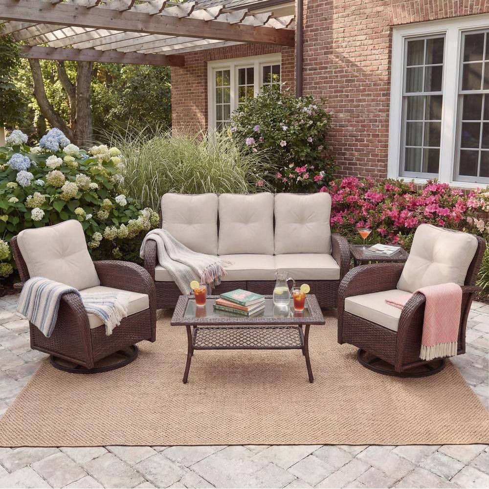 5-Person Outdoor Patio Furniture Set,Wicker Sectional Swivel Rocker Chairs Sets price history on PriceWatchPro