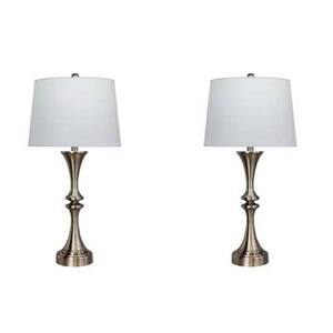 Martin Richard 28 in. Brushed Steel Table Lamp with USB (2-Pack)