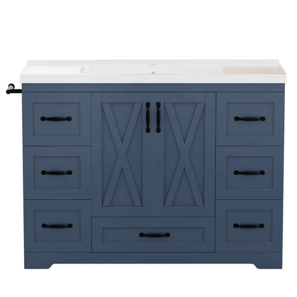 47.8 in. W x 18.9 in. D x 35.9 in. H Freestanding Bath Vanity in Blue with Ceramic Sink price history on PriceWatchPro