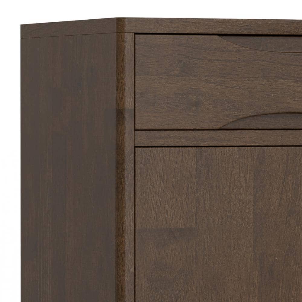 Walnut Brown Solid Wood Freestanding Office Cabinet with Adjustable Shelving