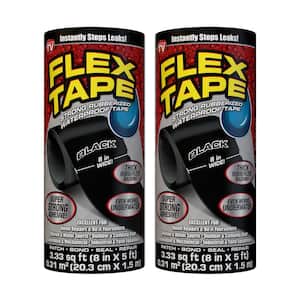 8 in. x 5 ft. Strong Rubberized Waterproof Flex Tape, Black (2-Pack)