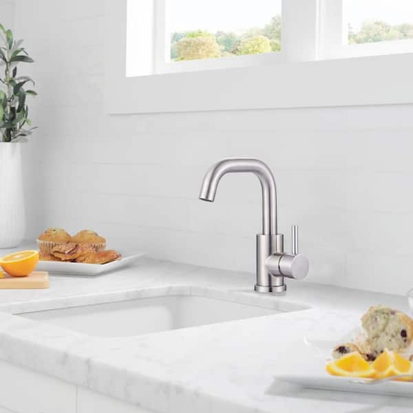 Single Handle Bar Faucet with All Mounting Hardware in Brushed Nickel (Deckplate Included)